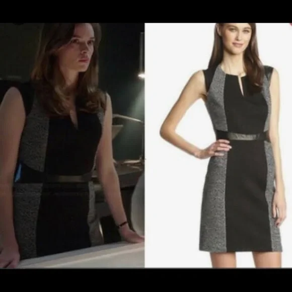Rebecca Taylor Dresses | Rebecca Taylor Tweed & Twill Dress With Leather Trim. Size 10. | Color: Black/White | Size: 10 | Hfitzpat7's Closet